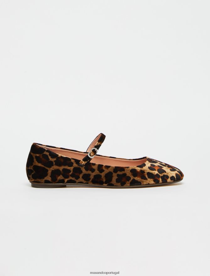 sapato ponto MAX&Co. mulheres sapatilhas de veludo animalier marrom B40R64968