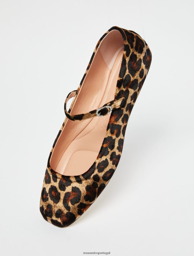 sapato ponto MAX&Co. mulheres sapatilhas de veludo animalier marrom B40R64968