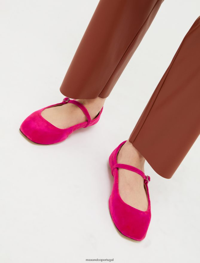 sapato ponto MAX&Co. mulheres sapatilhas de veludo fúcsia B40R64970