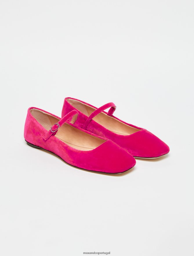 sapato ponto MAX&Co. mulheres sapatilhas de veludo fúcsia B40R64970