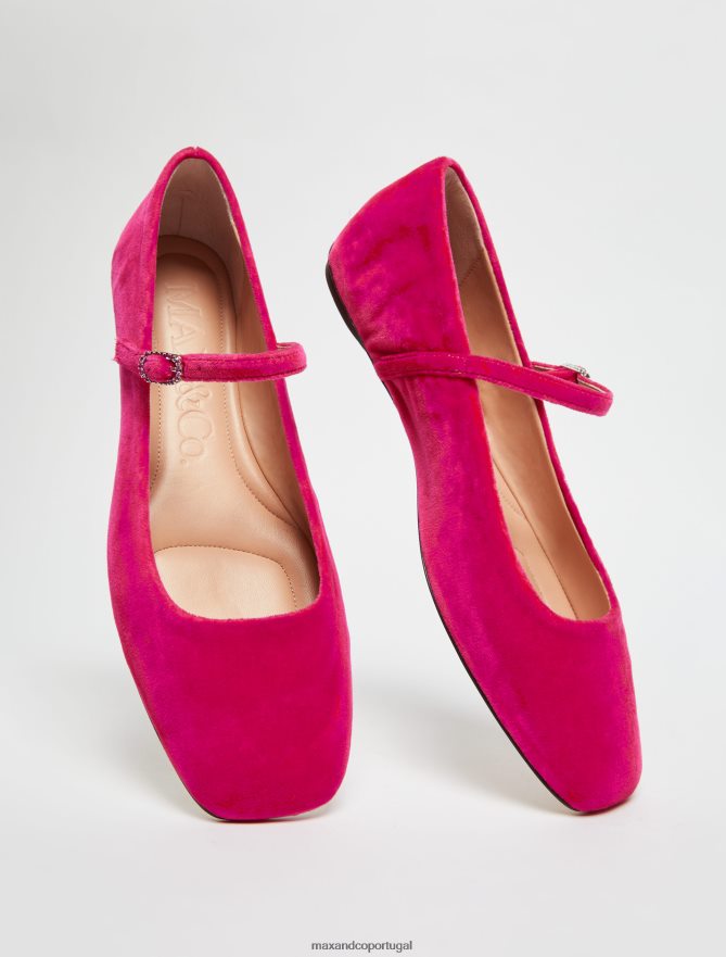 sapato ponto MAX&Co. mulheres sapatilhas de veludo fúcsia B40R64970