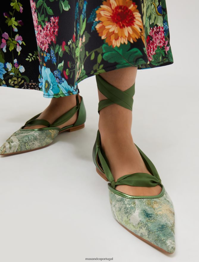 sapato ponto MAX&Co. mulheres sapatilhas jacquard com fita verde B40R64983