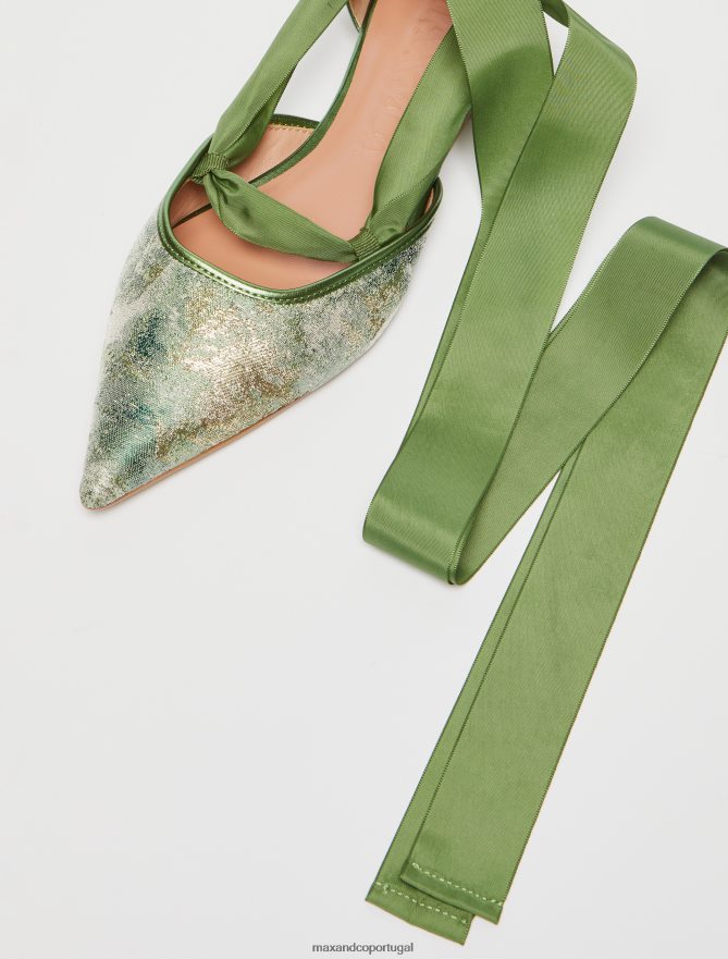 sapato ponto MAX&Co. mulheres sapatilhas jacquard com fita verde B40R64983
