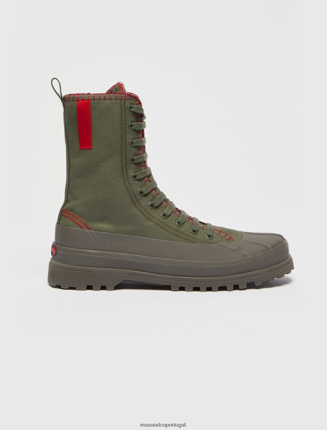sapato ponto MAX&Co. mulheres tênis cano alto superga verde cáqui B40R64956
