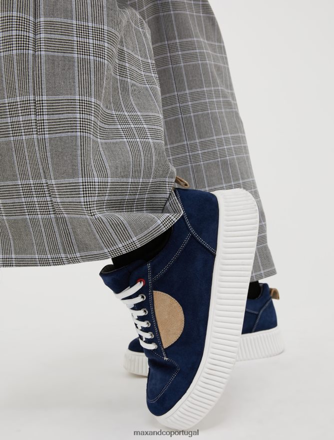 sapato ponto MAX&Co. mulheres tênis plataforma de camurça azul-marinho B40R64980